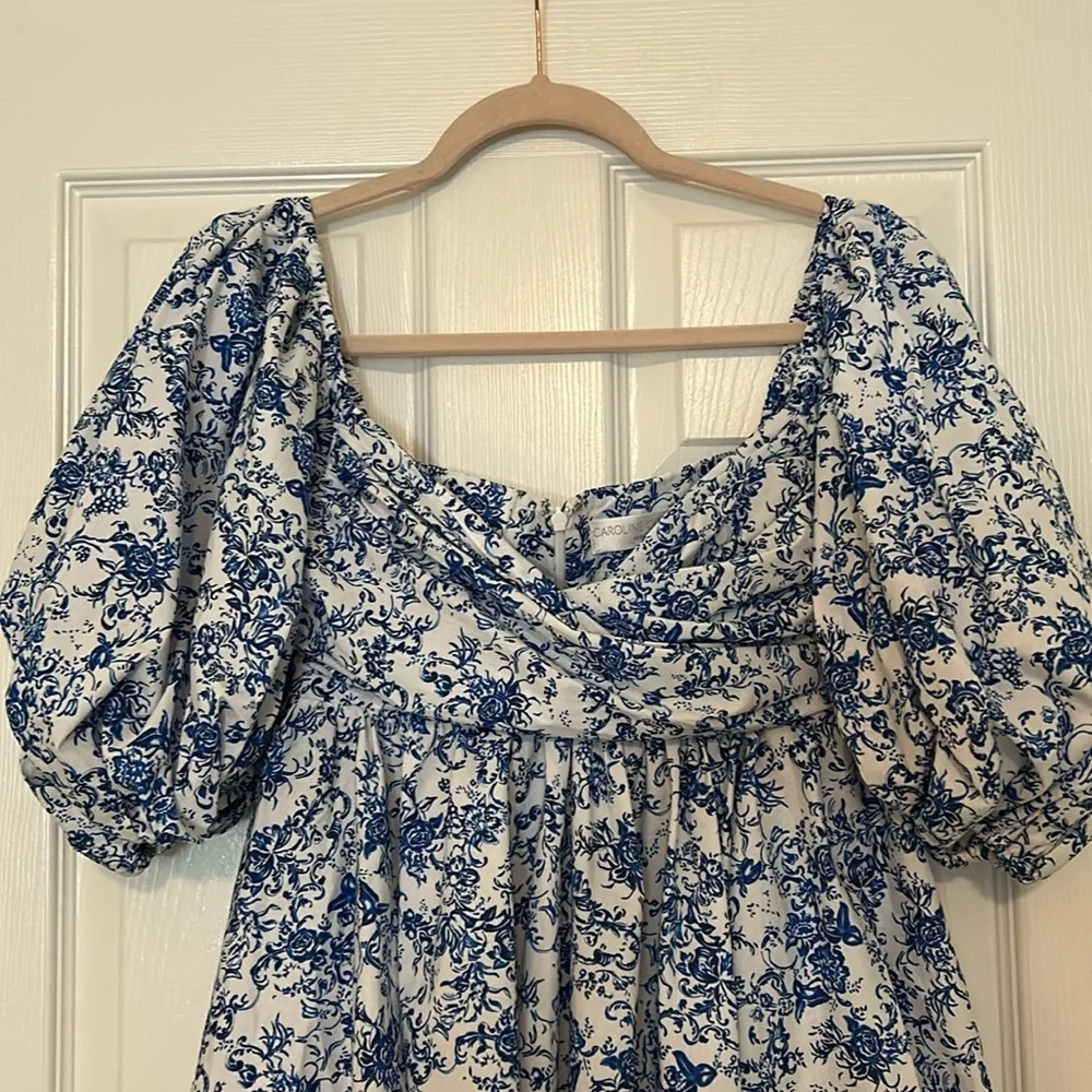 Caroline Constas Brie Top in Blue Toile